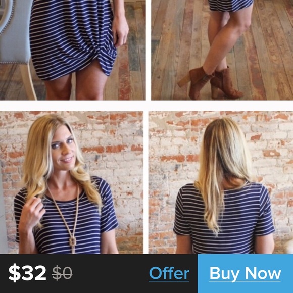 Awesome , NAVY & Cream striped shift Dress - Picture 3 of 3